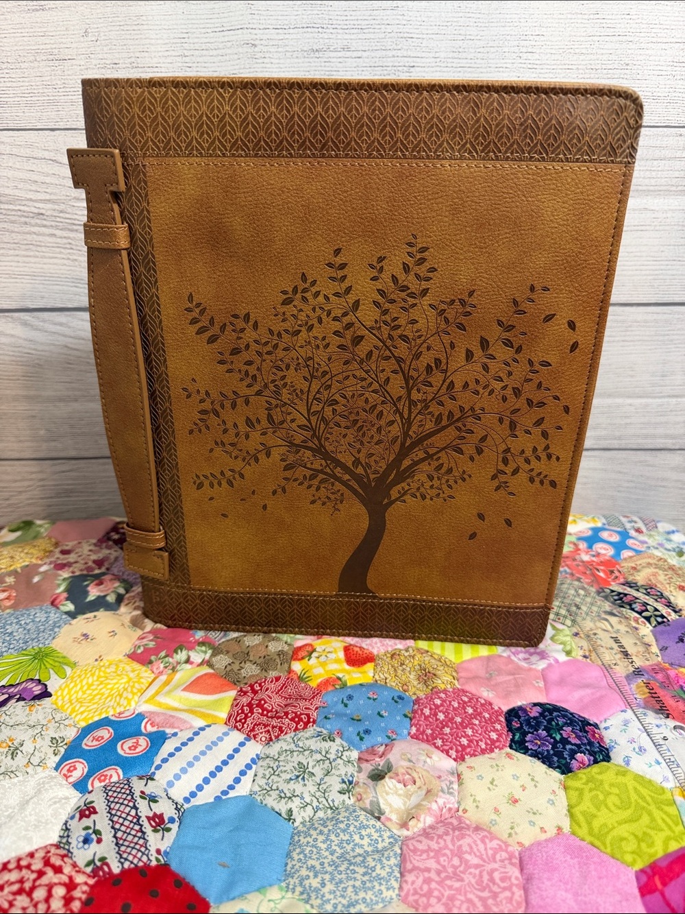 Brown Faux Leather Tree Bible Cover